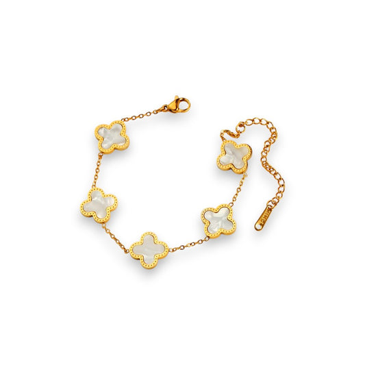 Narukvica Luxe Clover Cross - gold/white