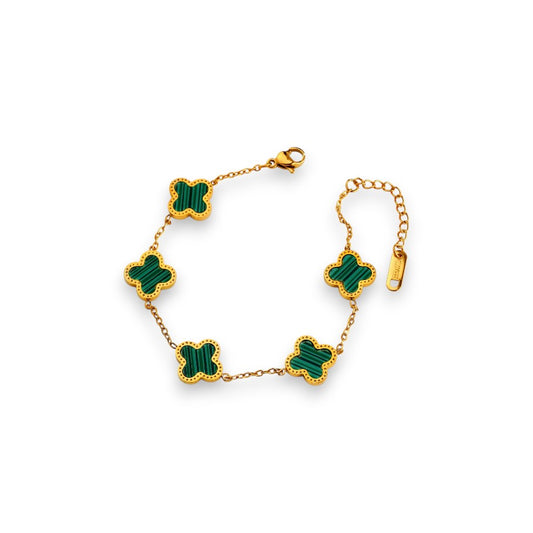 Narukvica Luxe Clover Cross Stripes - gold/green