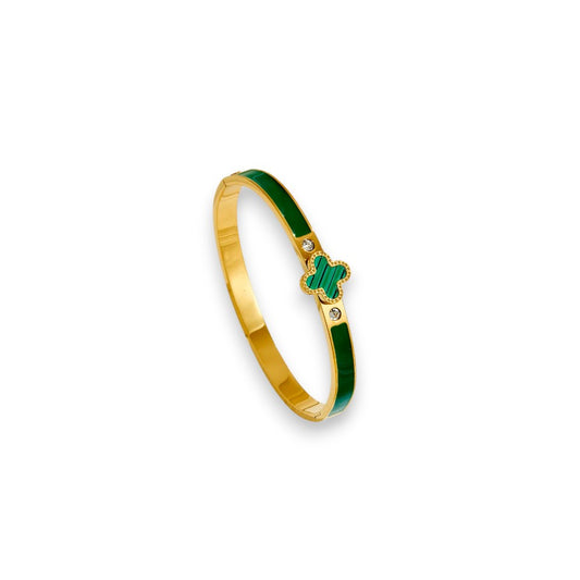 Narukvica Luxe Bangle Clover - gold/green