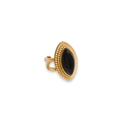 Luxe Retro Eye Ring - black