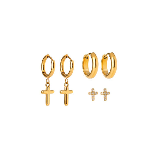 Luxe Cross Earring Set