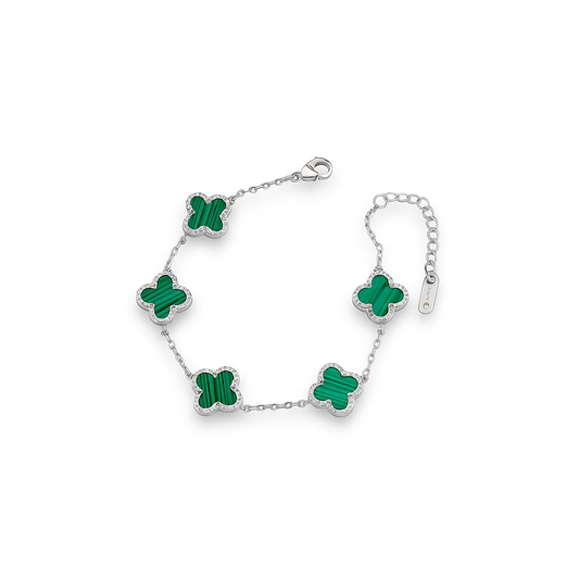 Narukvica Luxe Clover Cross Stripes - silver/green