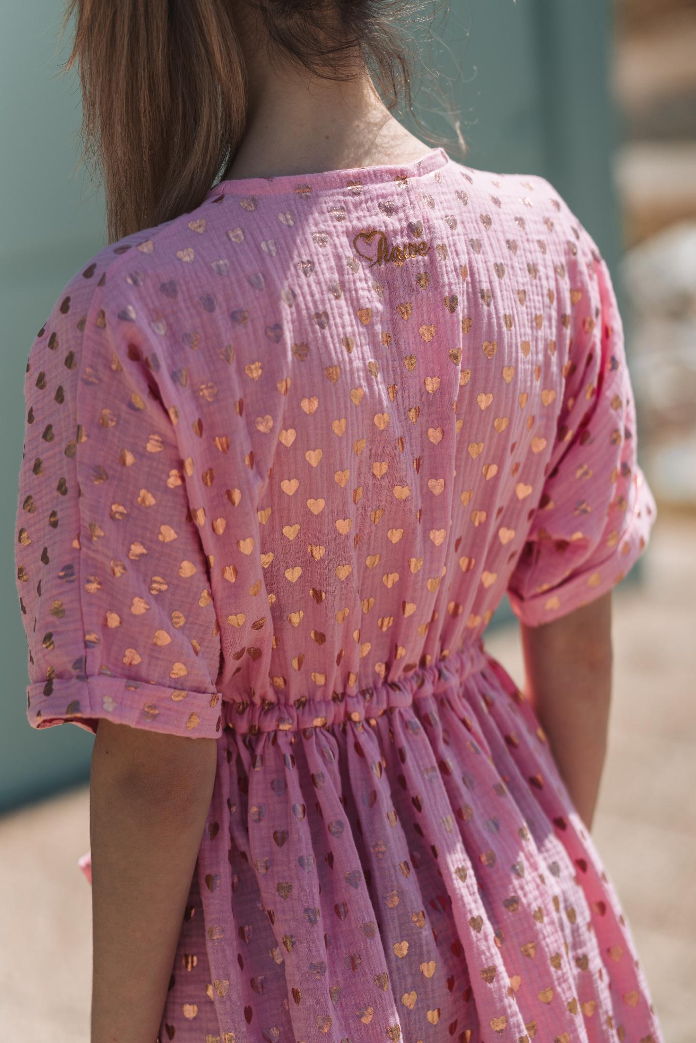 hawe summer loose pink/gold hearts